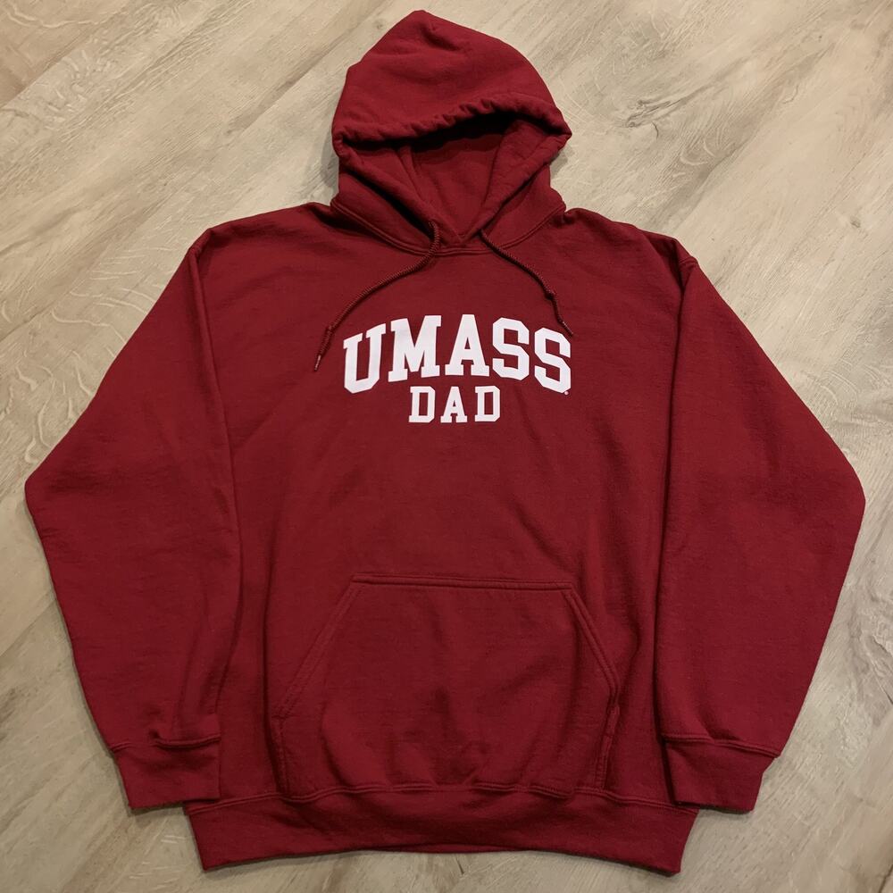 UMass Amherst Minutemen Dad Hoodie Men's Large L Sweatshirt Pullover Burgundy
